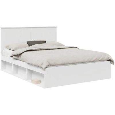 Pilt vidaXL Bed Frame with Headboard White 150 x 200 cm Solid Pine Wood