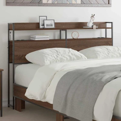 Pilt vidaXL Storage Headboard with Brown oak Engineered wood
