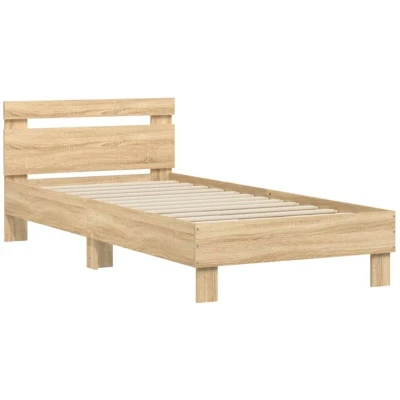 Pilt vidaXL Bed Frame without Mattress with Headboard Sonoma Oak 90x190 cm Single