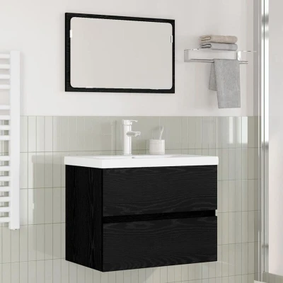 Pilt vidaXL Bathroom Furniture Set 3 pcs Black Oak Engineered Wood
