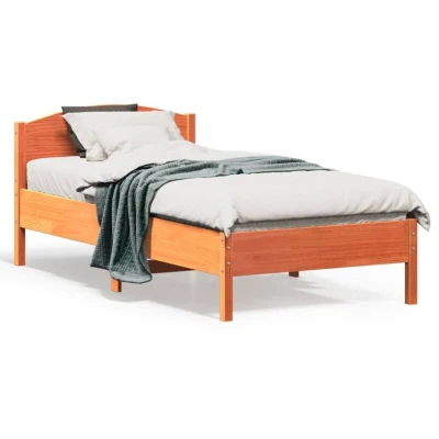 Pilt vidaXL Bed Frame without Mattress Wax Brown 75x190 cm Small Single Solid Wood Pine