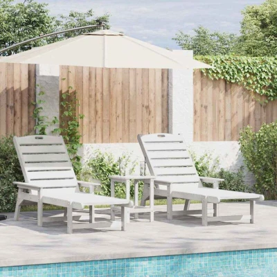 Pilt vidaXL Sun Lounger 2 pcs White 195.5 x 53 98.5 cm Polyethylene
