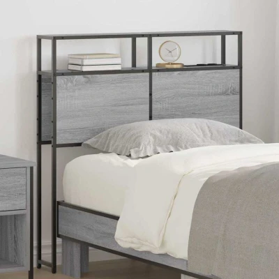 Pilt vidaXL Storage Headboard with Grey sonoma Engineered wood
