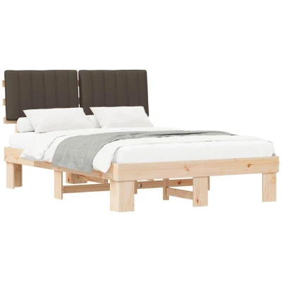 Pilt vidaXL Bed Frame with Upholstered Headboard Taupe 140 x 200 cm