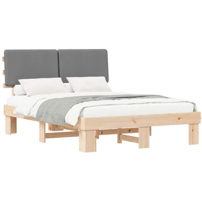Pilt vidaXL Bed Frame with Upholstered Headboard Light Grey 160 x 200 cm