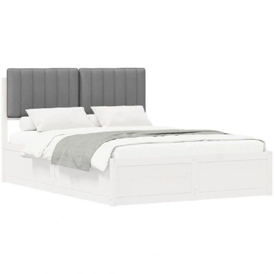Pilt vidaXL Bed Frame with Upholstered Headboard Light Grey 135 x 190 cm