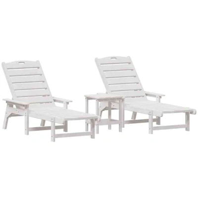 Pilt vidaXL Sun Lounger Reclining 3 pcs White Polyethylene