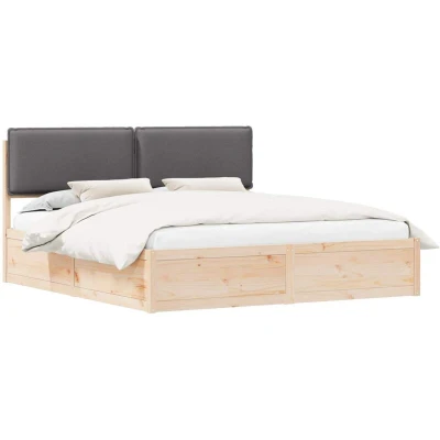 Pilt vidaXL Bed Frame with Upholstered Headboard Dark Grey 180 x 200 cm