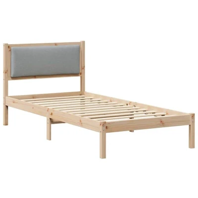Pilt vidaXL Bed Frame with Headboard Light Grey 90 x 200 cm Solid Pine Wood