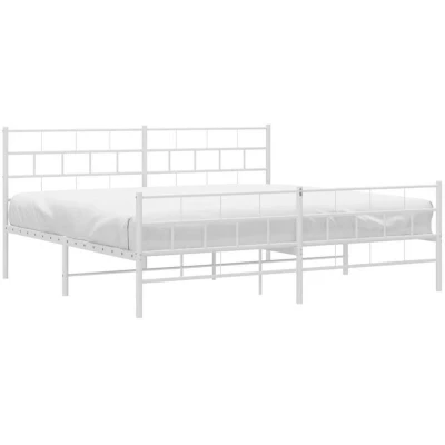 Pilt vidaXL Metal Bed Frame without Mattress with Footboard White 200x200cm