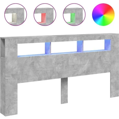 Pilt vidaXL LED Headboard Concrete Grey 200 cm Engineered Wood