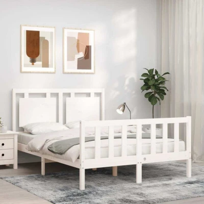 Pilt vidaXL Bed Frame without Mattress White 120x200 cm Solid Wood Pine