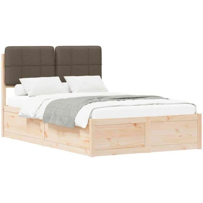 Pilt vidaXL Bed Frame with Upholstered Headboard Taupe 120 x 200 cm