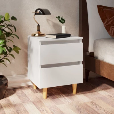 Pilt VidaXL Voodi Kapid Kindlate Männipuidust Jalgadega 2 Tk Valge 40x35x50 cm