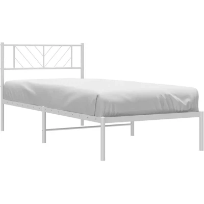 Pilt vidaXL Metal Bed Frame without Mattress with Headboard White 80x200cm