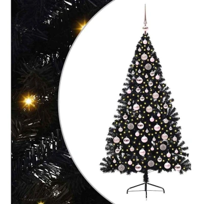 Pilt vidaXL Artificial Pre-lit Christmas Tree Black 180 cm PVC