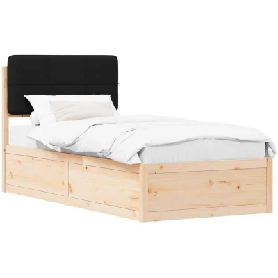 Pilt vidaXL Bed Frame with Upholstered Headboard Black 90 x 200 cm