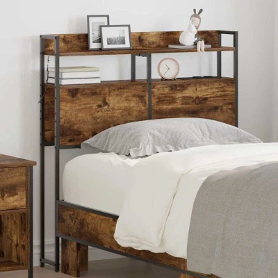 Pilt vidaXL Storage Headboard with Smoked oak Engineered wood