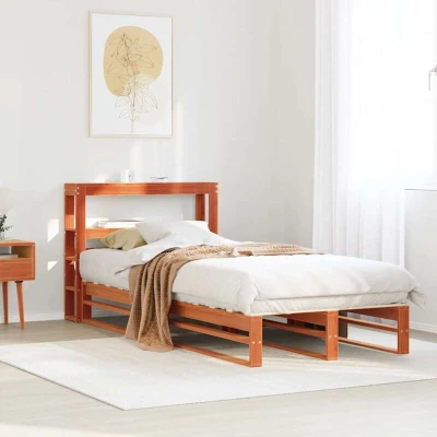 Pilt vidaXL Bed Frame without Mattress Wax Brown 75x190 cm Small Single Solid Wood Pine