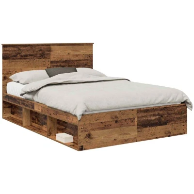 Pilt vidaXL Bed Frame with Headboard Old Wood 150 x 200 cm Solid Pine