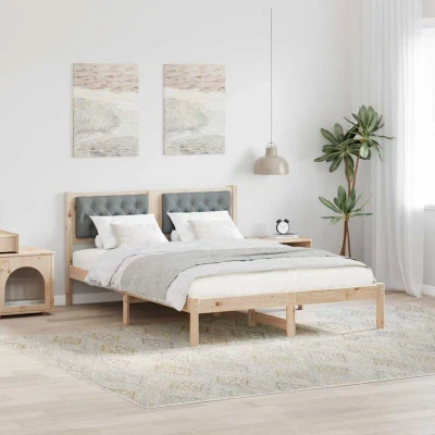 Pilt vidaXL Bed Frame Light Grey 140 x 200 cm Solid Pine Wood