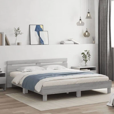 Pilt vidaXL Bed Frame without Mattress Grey Sonoma 160x200 cm