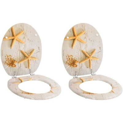 Pilt vidaXL Toilet Seats with Lids 2 pcs MDF Sea Star