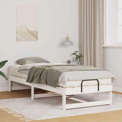 Pilt vidaXL Bed Frame White 80 x 210 cm Solid Pine Wood