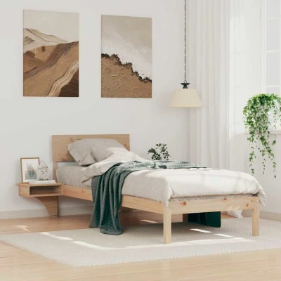 Pilt vidaXL Bed Frame with Headboard Brown 75 x 190 cm Solid Pine Wood