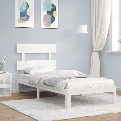 Pilt vidaXL Bed Frame without Mattress White 90x200 cm Solid Wood Pine