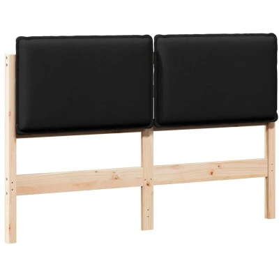 Pilt vidaXL Upholstered Headboard Natural and Black 160 cm Solid Pine Wood