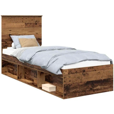 Pilt vidaXL Bed Frame with Headboard Old Wood 75 x 190 cm Solid Pine
