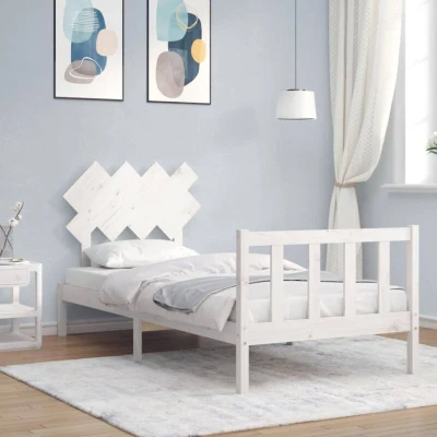 Pilt vidaXL Bed Frame without Mattress White Single Solid Wood Pine