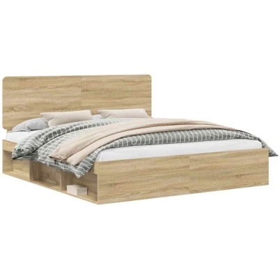 Pilt vidaXL Bed Frame with Headboard Sonoma 200 x cm Solid Pine Wood