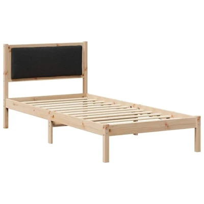 Pilt vidaXL Bed Frame with Headboard Black 90 x 190 cm Solid Pine Wood