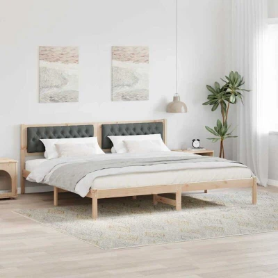 Pilt vidaXL Bed Frame with Headboard Dark Grey 200 x cm Solid Pine Wood