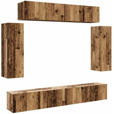 Pilt vidaXL 6 Piece TV Cabinet Set Wall-mounted Old Wood Engineered