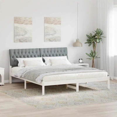 Pilt vidaXL Bed Frame with Upholstered Headboard White 180 x 200 cm