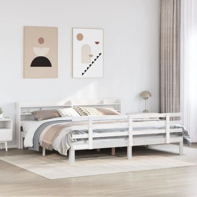 Pilt vidaXL Bed Frame with Headboard without Mattress White 180x200 cm Super King