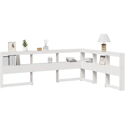 Pilt vidaXL Bookcase Headboard L-Shaped White 140 cm Solid Wood Pine