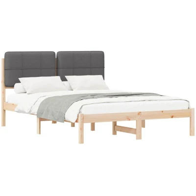 Pilt vidaXL Bed Frame with Upholstered Headboard Dark Grey 140 x 190 cm