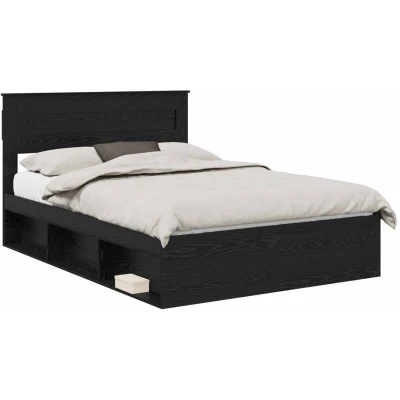 Pilt vidaXL Bed Frame with Headboard Black 150 x 200 cm Solid Pine Wood