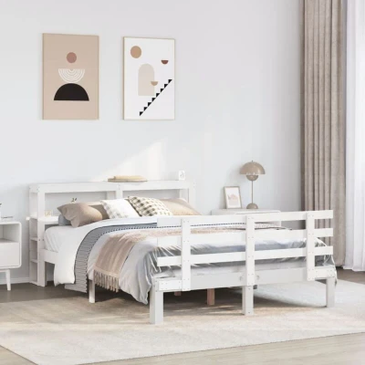 Pilt vidaXL Bed Frame with Headboard without Mattress White 120x190 cm Small Double