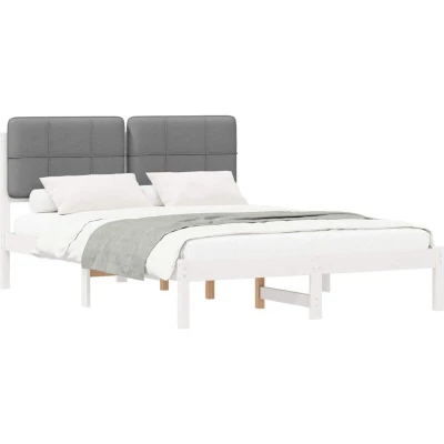 Pilt vidaXL Bed Frame with Upholstered Headboard Light Grey 135 x 190 cm
