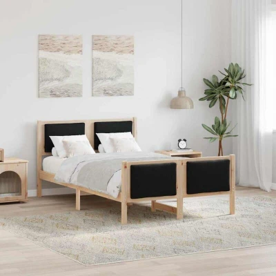 Pilt vidaXL Bed Frame with Headboard Black 120 x 190 cm Fabric