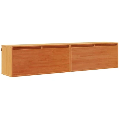 Pilt vidaXL Wall Cabinet 2 pcs Wax Brown 80 x 30 35 cm Solid Pine Wood
