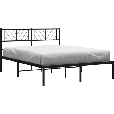 Pilt vidaXL Metal Bed Frame without Mattress with Headboard Black 150x200cm