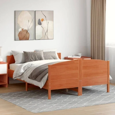 Pilt vidaXL Bed Frame without Mattress Wax Brown 140x190 cm Solid Wood Pine