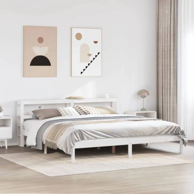 Pilt vidaXL Bed Frame without Mattress White 180x200 cm Super King Solid Wood Pine