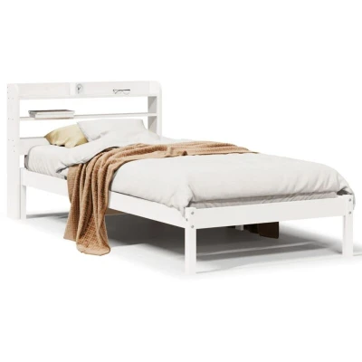 Pilt vidaXL Bed Frame without Mattress White 75x190 cm Small Single Solid Wood Pine